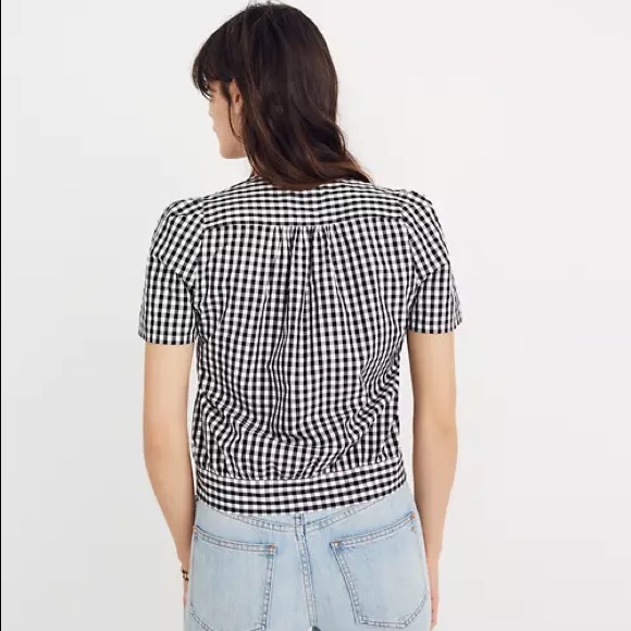 Short-Sleeve Wrap Top in Gingham Check Madewell - Picture 2 of 5